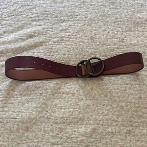NATURAL LIFE Burgundy Belt with Double Ring Buckle